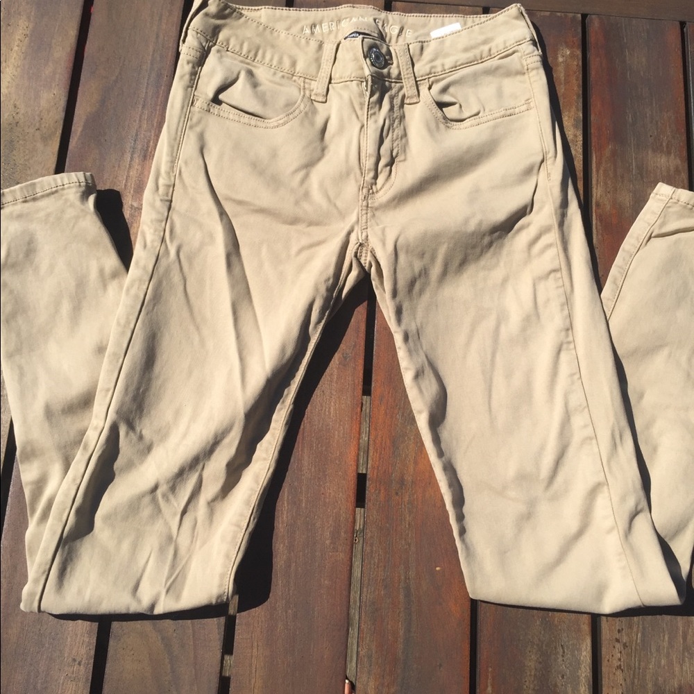 American Eagle tan skinny jeans